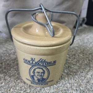 Vintage Win Schuler Collectible Edition 1985 Stoneware Crock with Lid Wire Bale